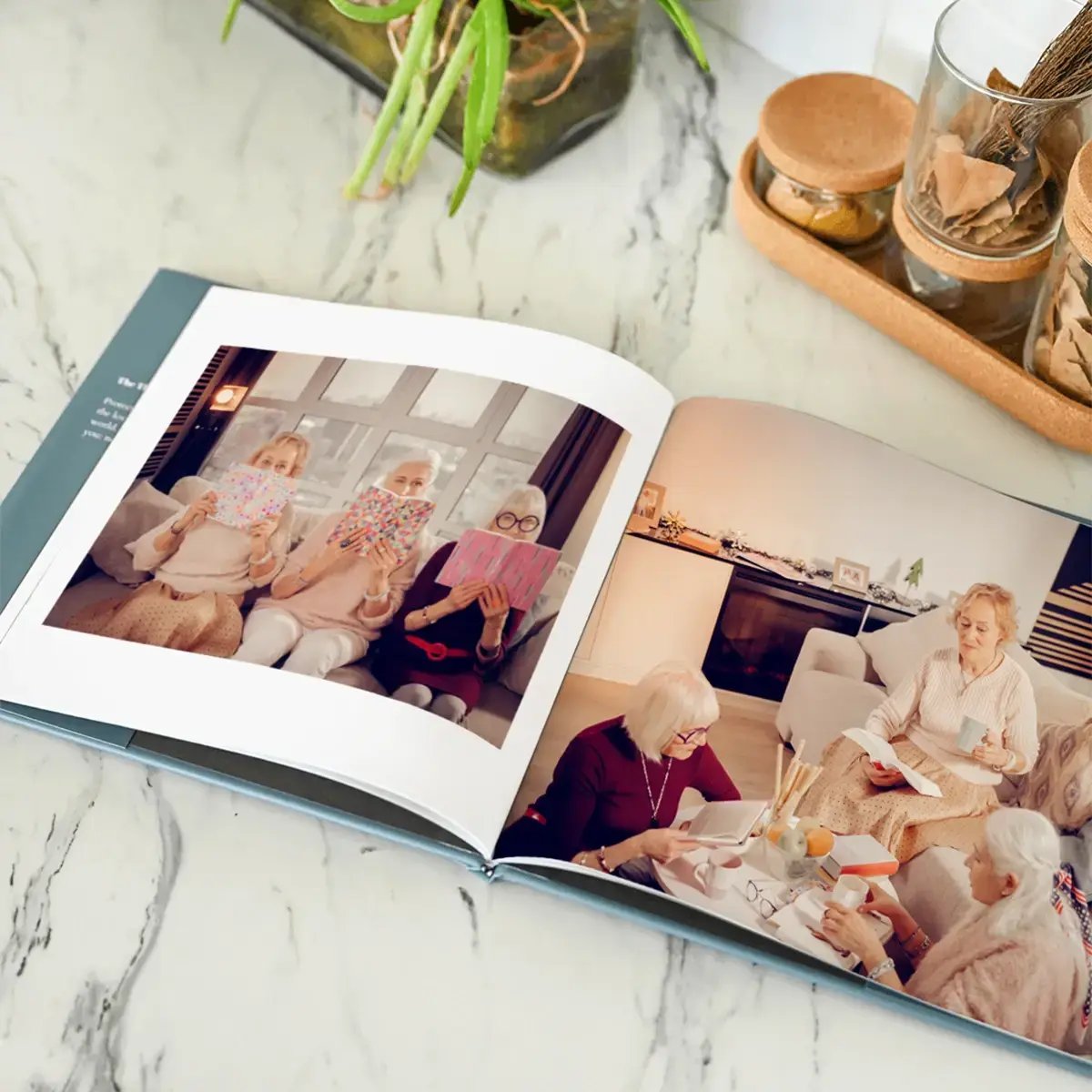 A beautifully crafted hardcover photo book filled with cherished book club memories and moments shared between three lifelong friends