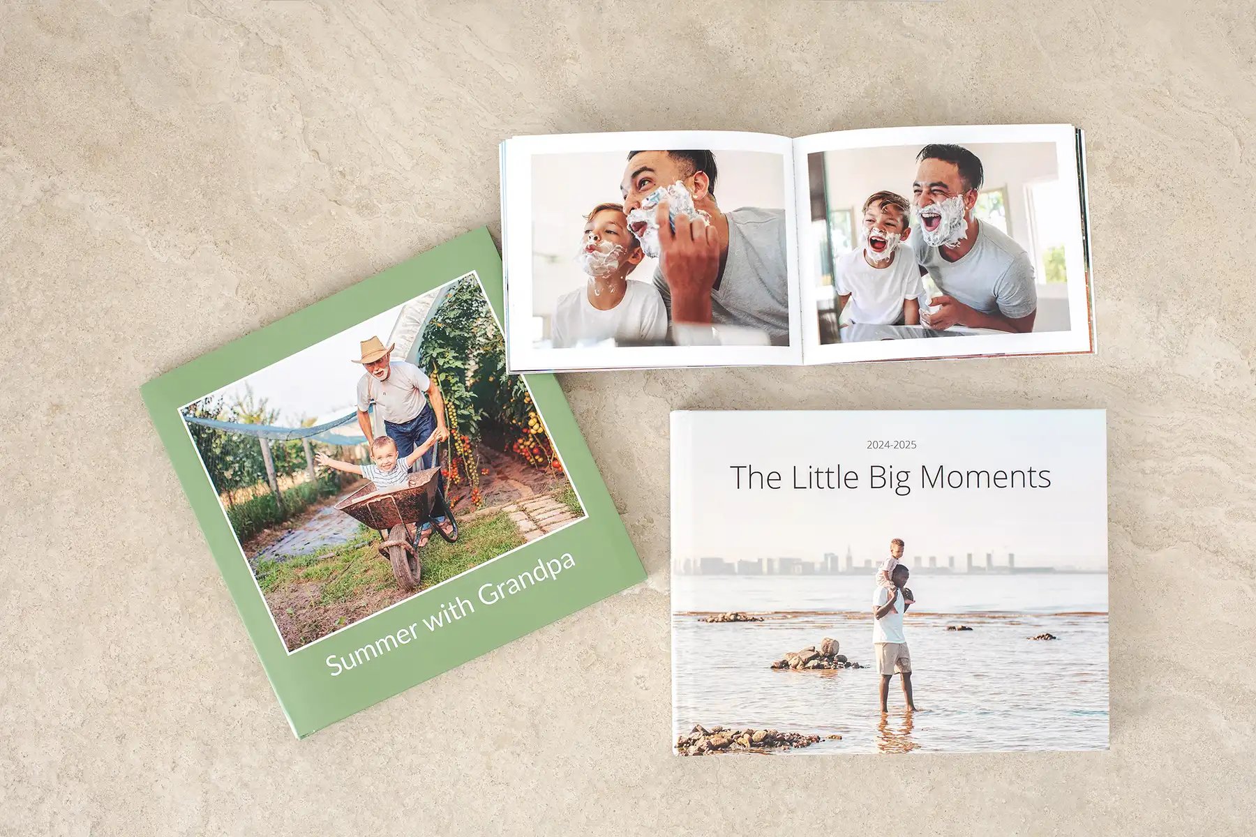 A group of photo books created for Fathers Day