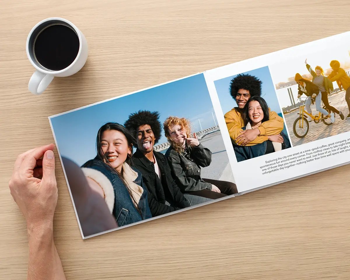 A layflat photo book capturing unforgettable city adventures with friends—perfect for reliving every moment in vibrant detail