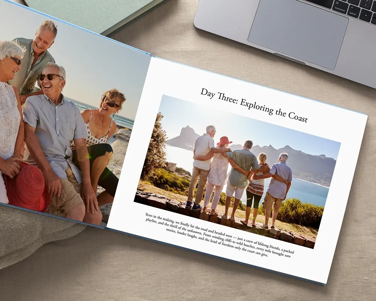 A personalized photo book filled with epic adventures—perfect for sharing with your travel crew