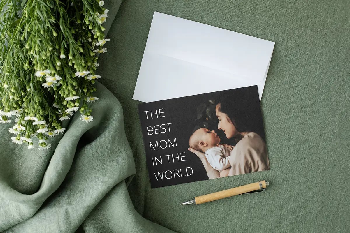 Create a custom thank you card featuring a family photo or a picture that represents your relationship
