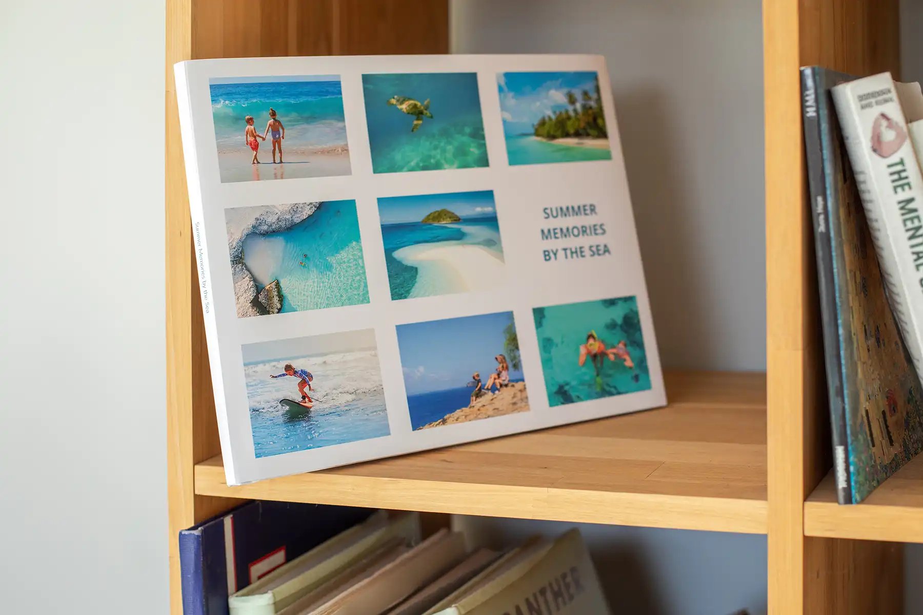 Customize your hardcover photo book with a unique title and your own images