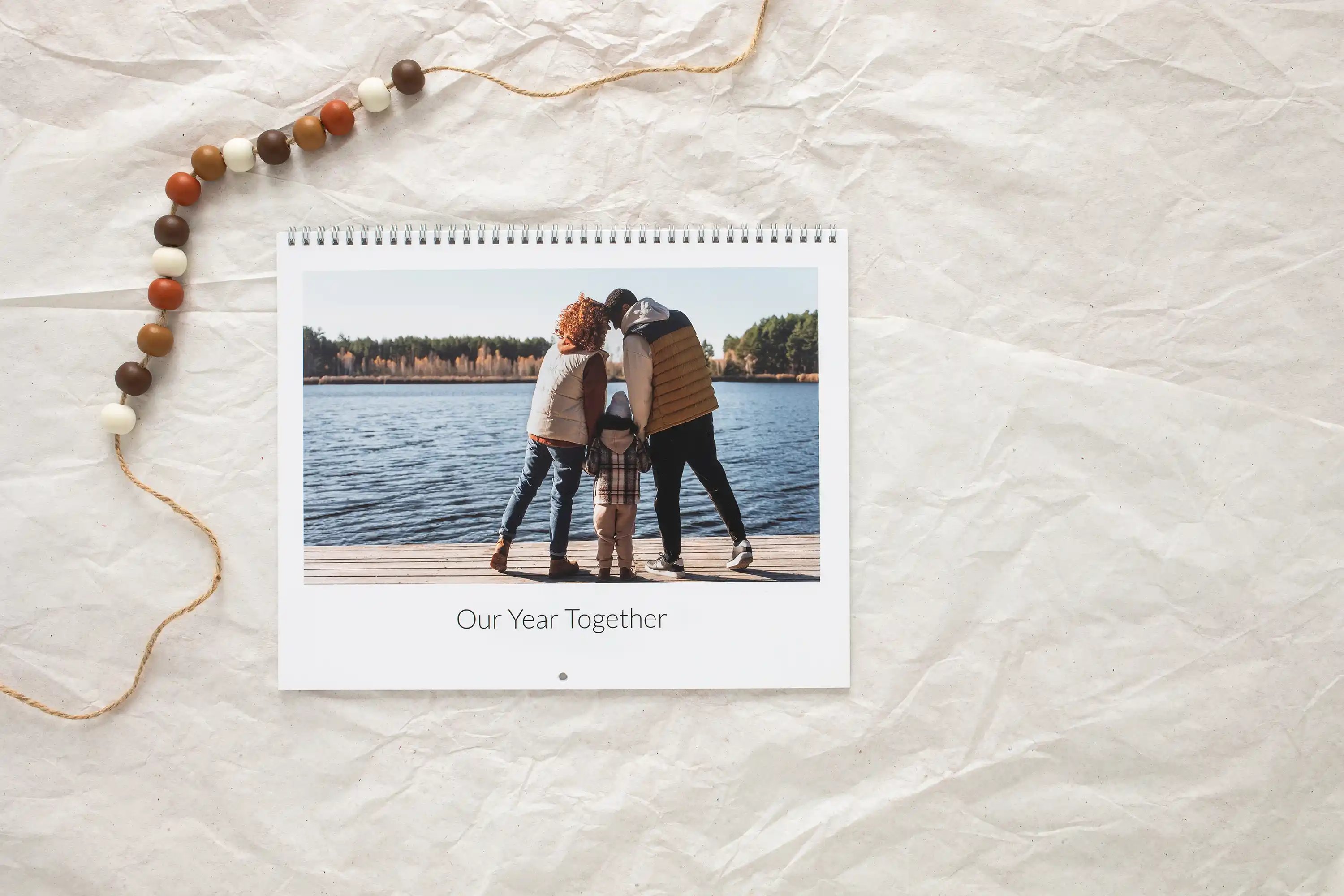 Photo calendar depicting a family.