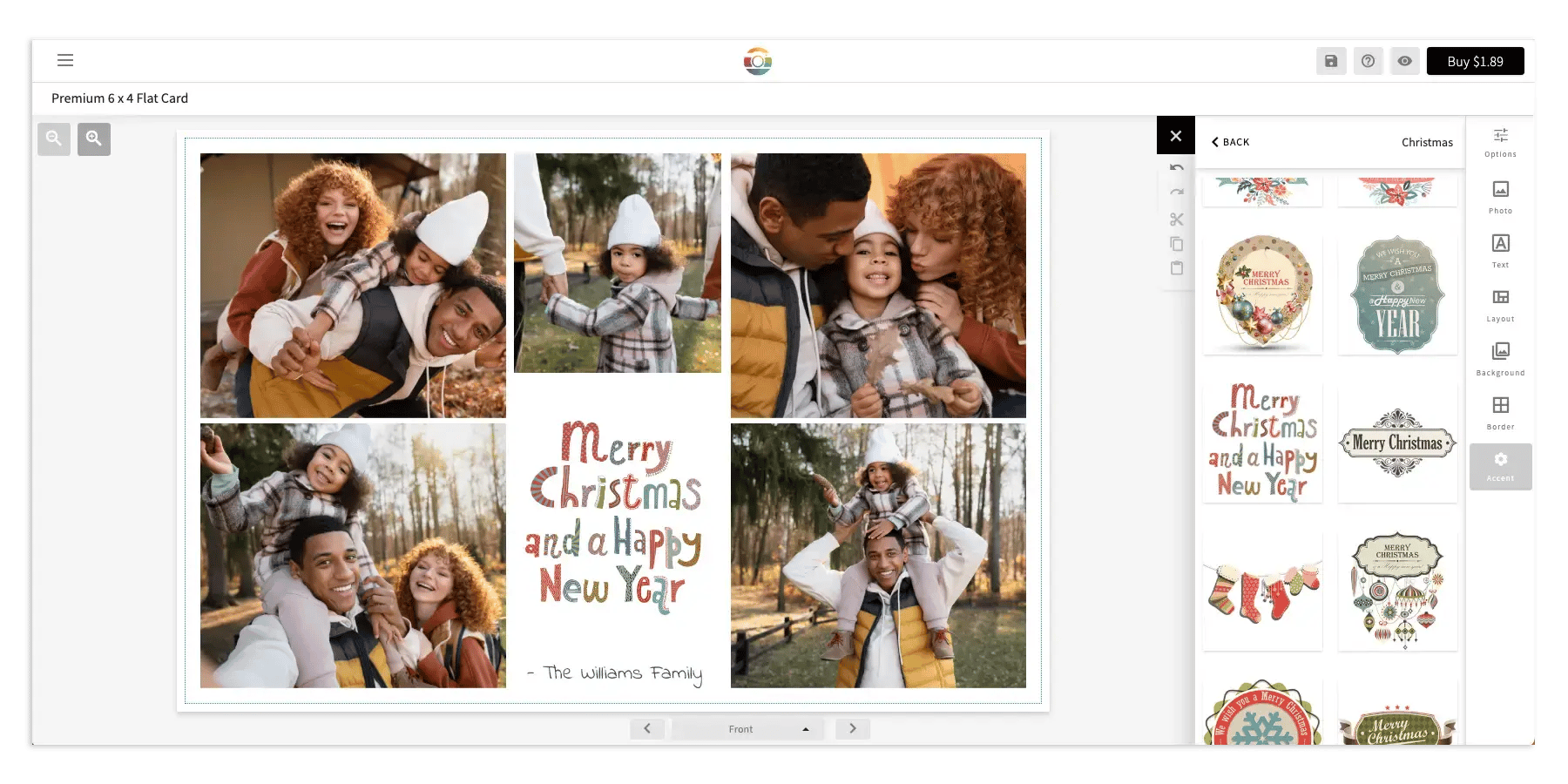 Pair design elements with your favorite photos to create a custom card