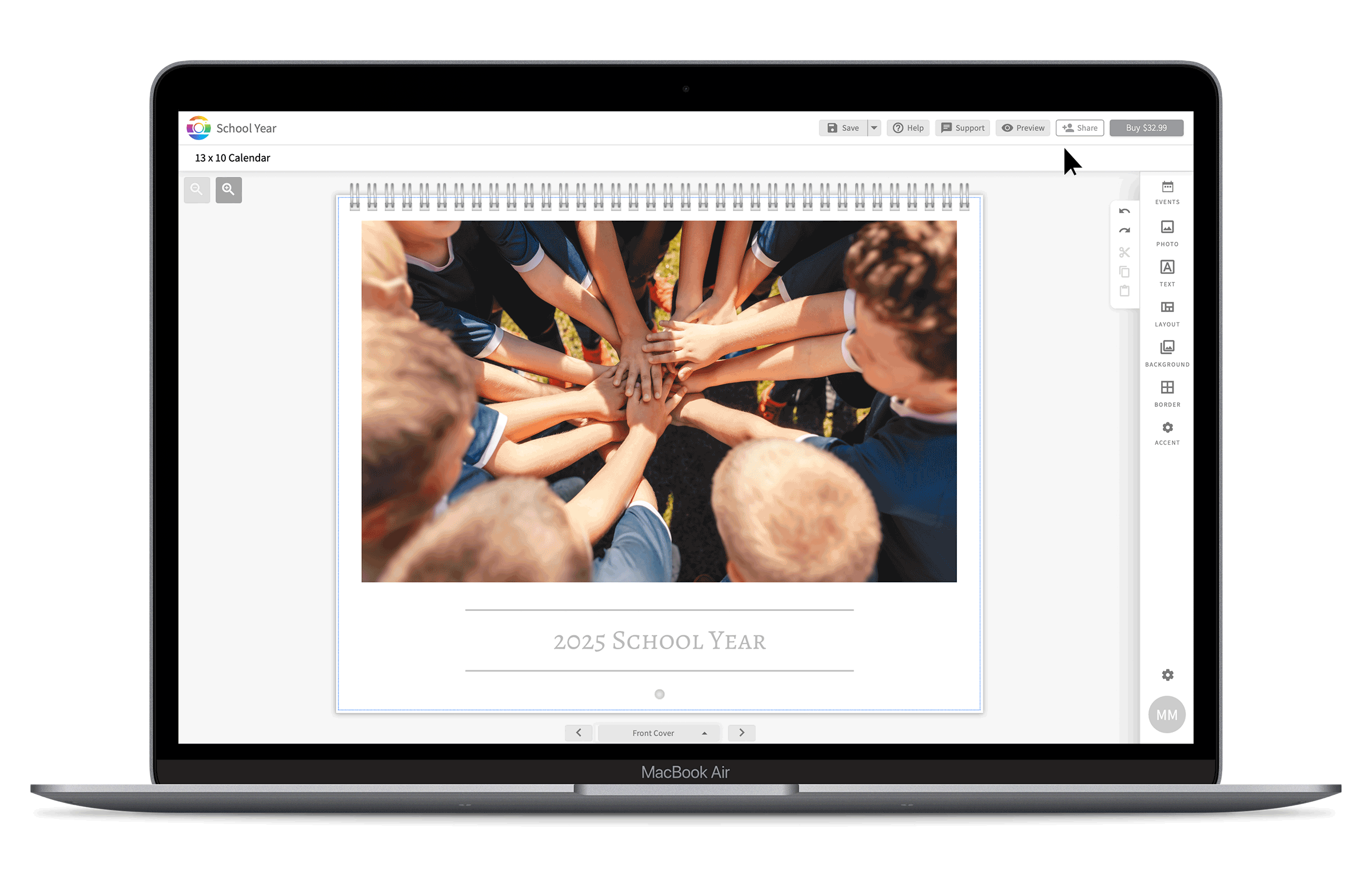 Share your school calendar project through Shared Projects, so that everyone can easily order one