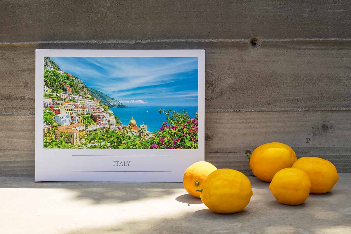 Layflat photo book featuring a picture of Italy