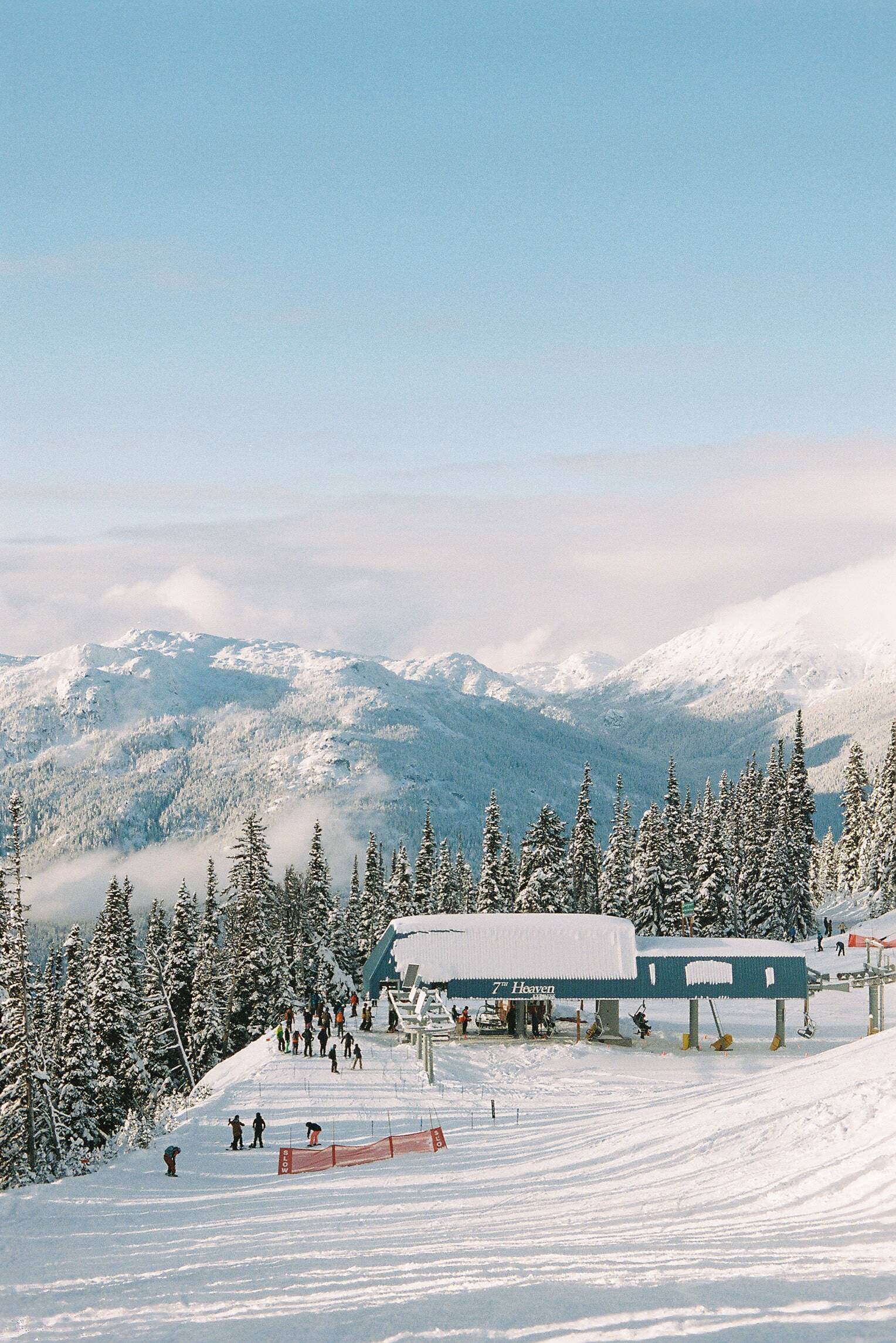 Ski lodge in the snow