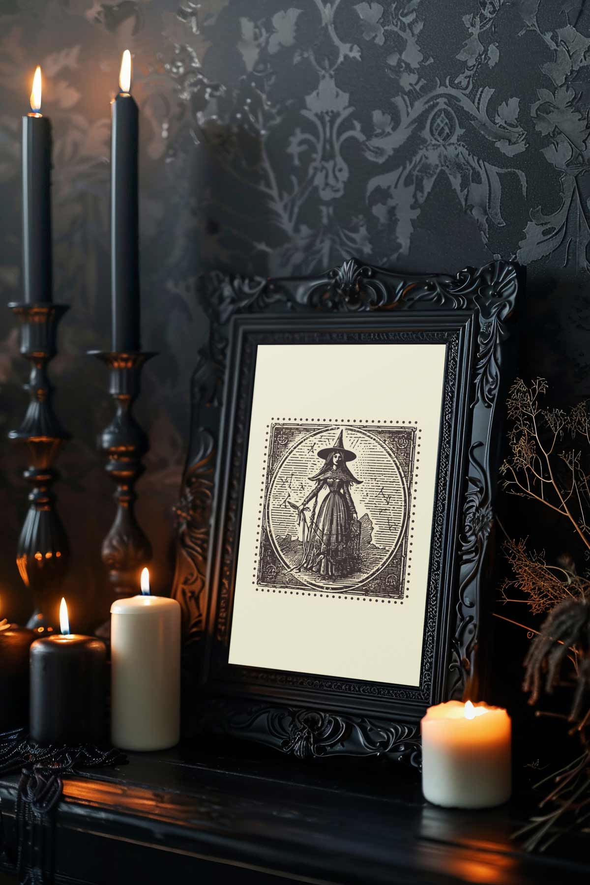 Vintage Witch Stamp Styled